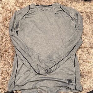 Nike Pro Heather Gray Long Sleeve Top
